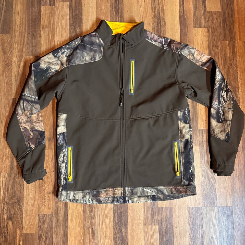 Yukon Gear Camo & Yellow  Zip Up Jacket With Pockets Mens Large